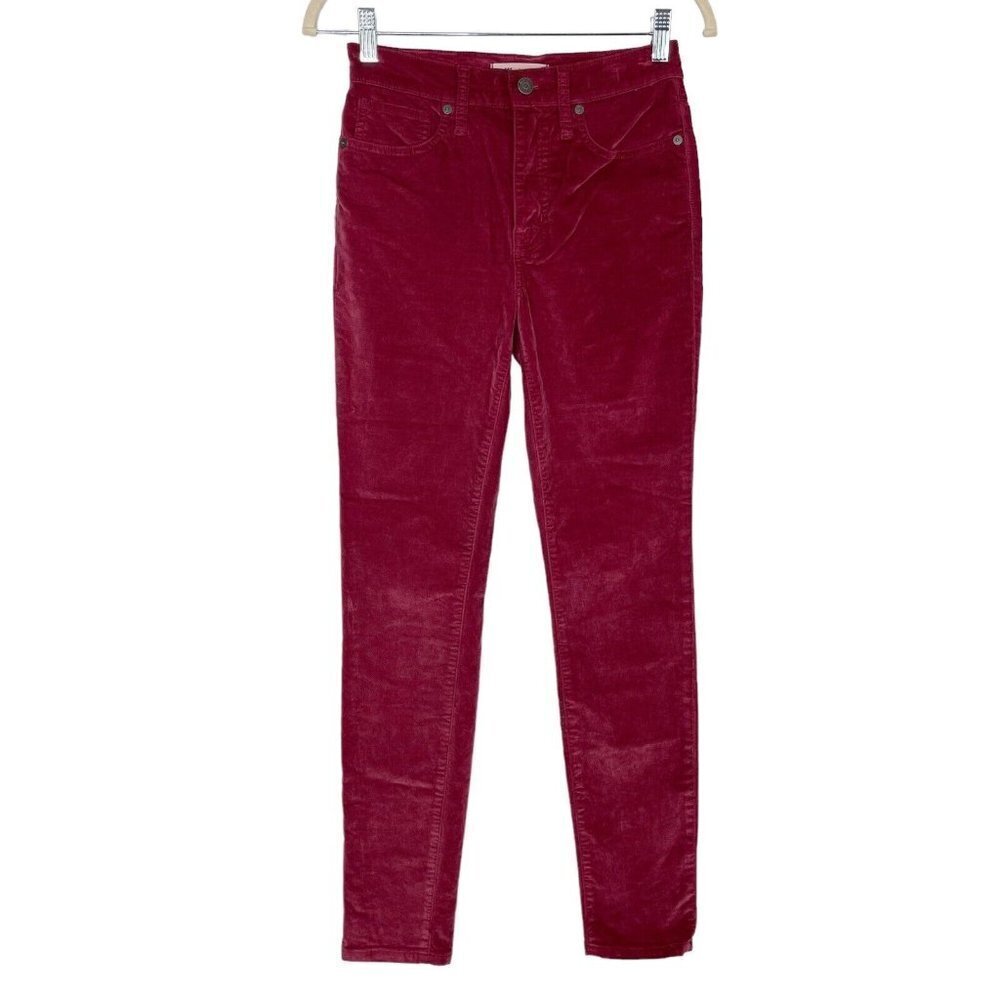 Madewell 10”‎ High Rise Skinny Velvet Jeans Women’s Size 25 Maroon Red